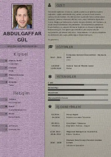Bilgisayar Programcısı CV Örnekleri cv indir